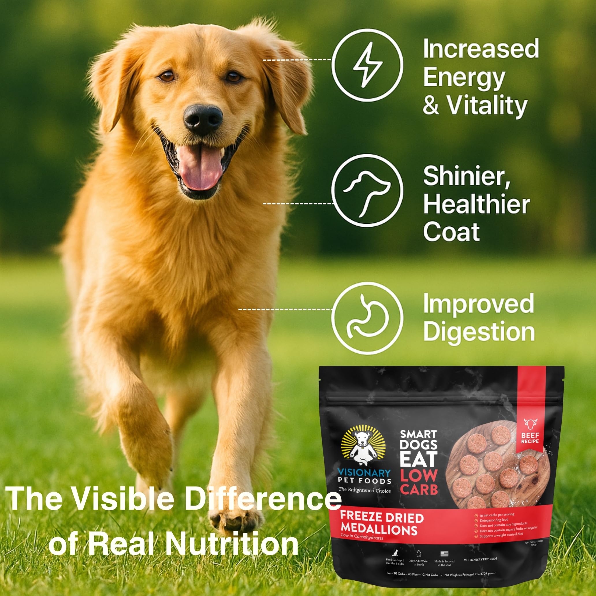 Freeze-Dried Beef Dog Food – High-Protein, Grain-Free Keto Recipe | 25oz Bag