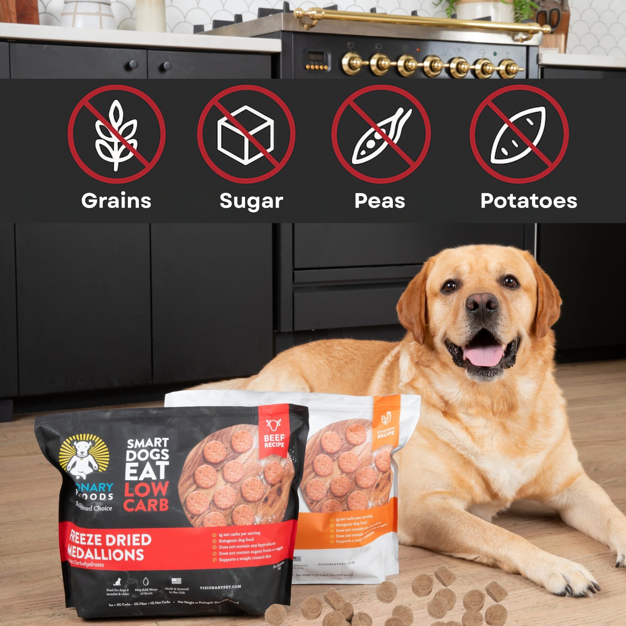 Freeze-Dried Beef Dog Food – High-Protein, Grain-Free Keto Recipe | 25oz Bag